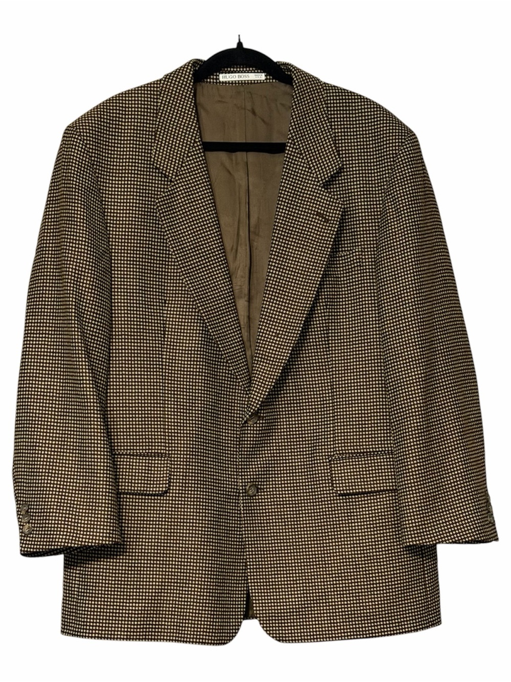 Hugo Boss Wool Blazer Men’s Size 42R Brown/Cream Houndstooth Sport Coat Jacket